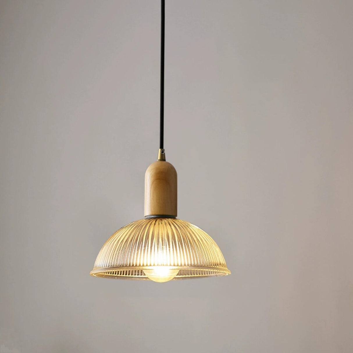 Modern Clear Textured Glass Dome Pendant Light Image - 8