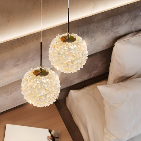 Modern Clear Textured Glass String Globe Pendant Light Image - 1