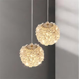 Modern Clear Textured Glass String Globe Pendant Light Image - 14