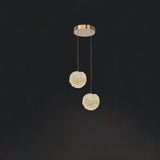 Modern Clear Textured Glass String Globe Pendant Light Image - 5