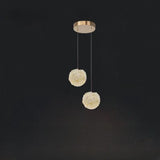 Modern Clear Textured Glass String Globe Pendant Light Image - 6