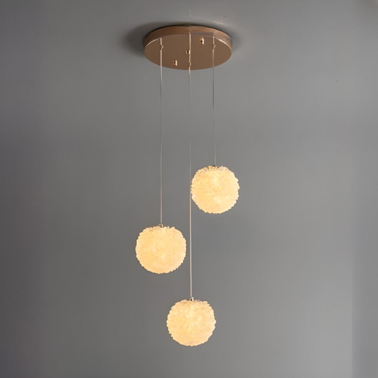 Modern Clear Textured Glass String Globe Pendant Light Image - 8