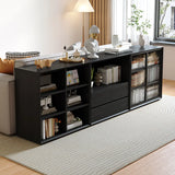 Modern Closed Vertical Rectangle Black Wooden Bookcase Image - 1