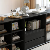 Modern Closed Vertical Rectangle Black Wooden Bookcase Image - 19