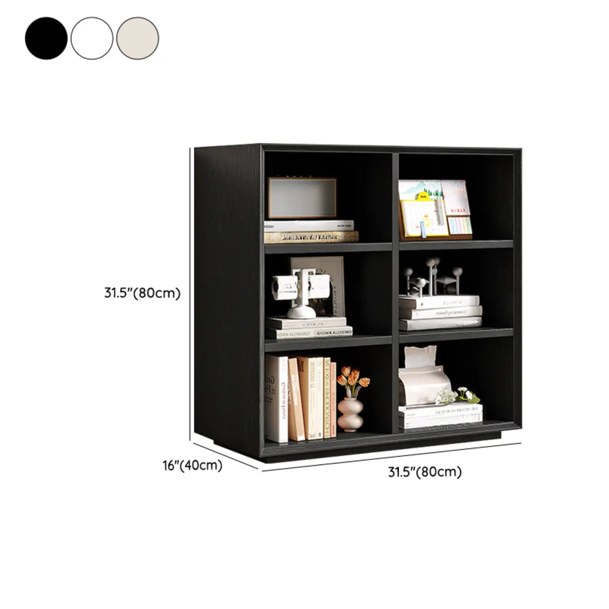 Modern Closed Vertical Rectangle Black Wooden Bookcase Image - 22