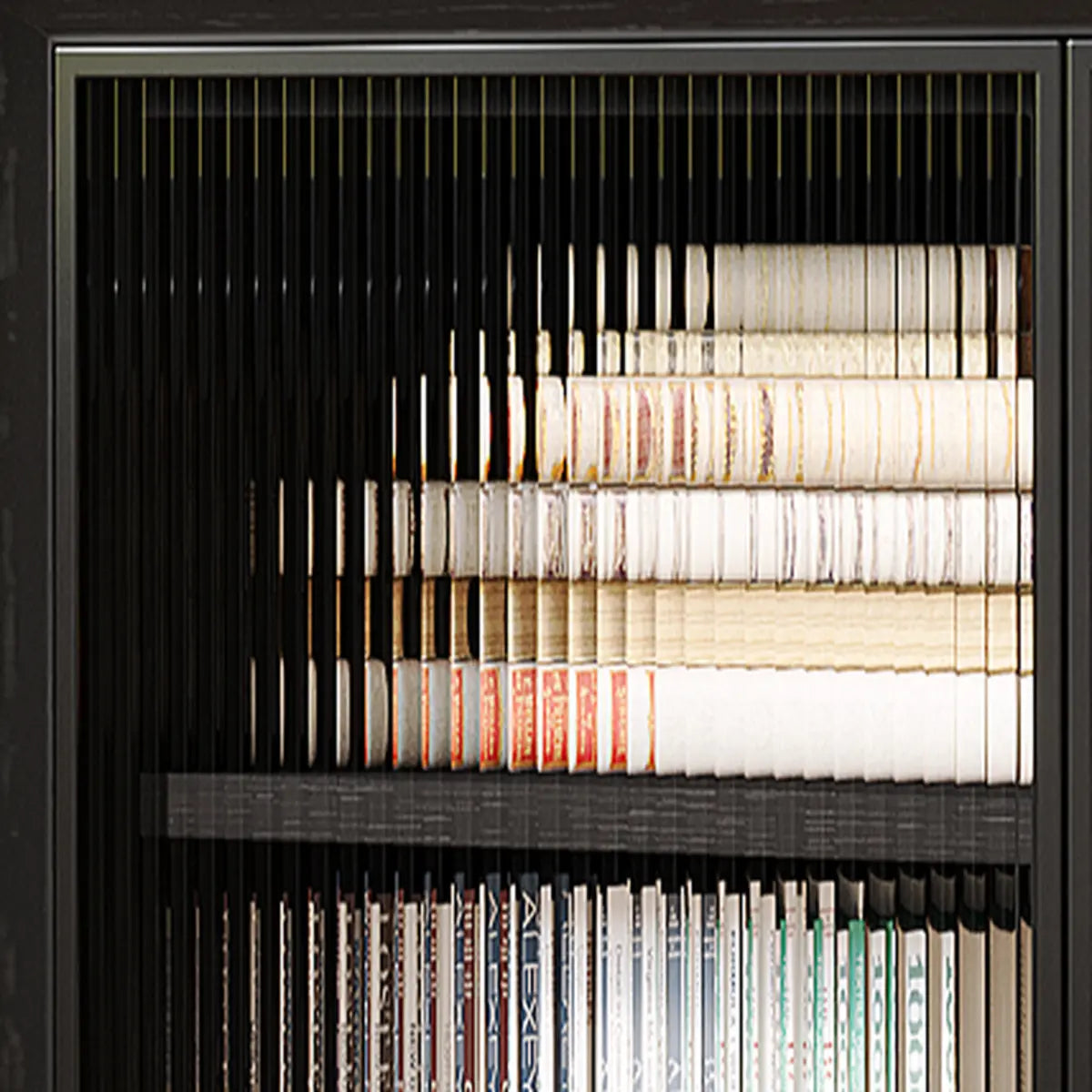 Modern Closed Vertical Rectangle Black Wooden Bookcase Image - 8