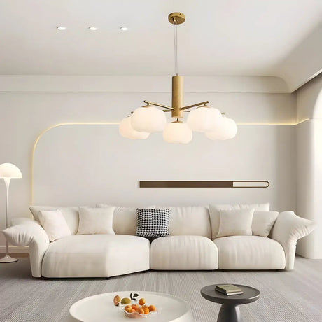 Modern Cloud Round Drum Living Room Pendant Chandelier Image - 1