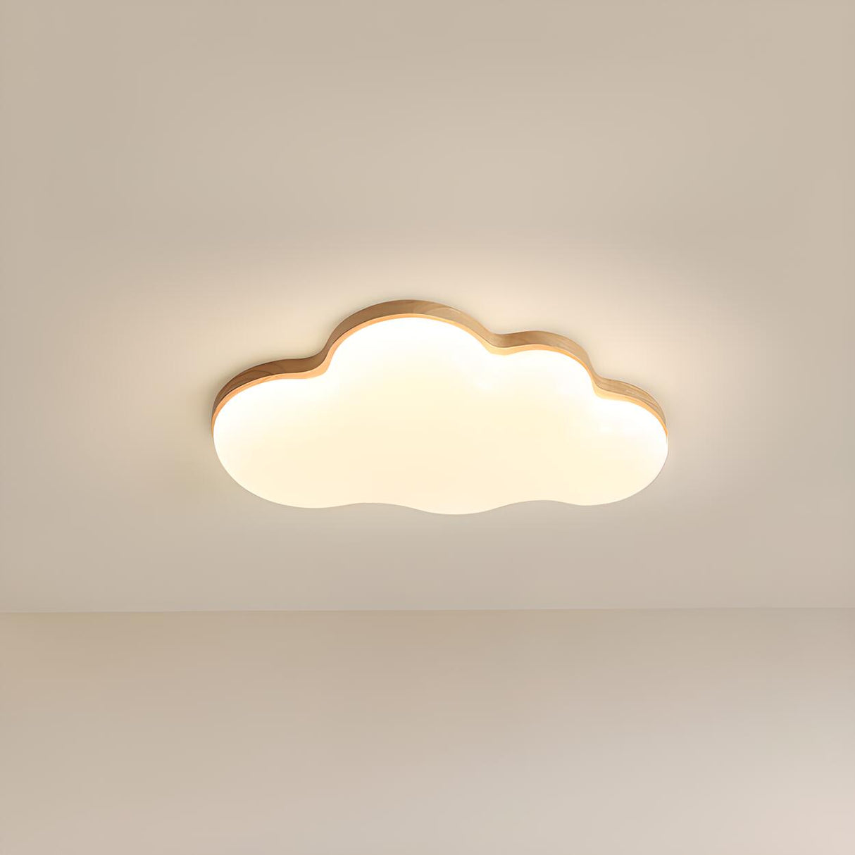 Modern Cloud-Shaped Wood Resin Flush Mount Ceiling Lamp Image - 10