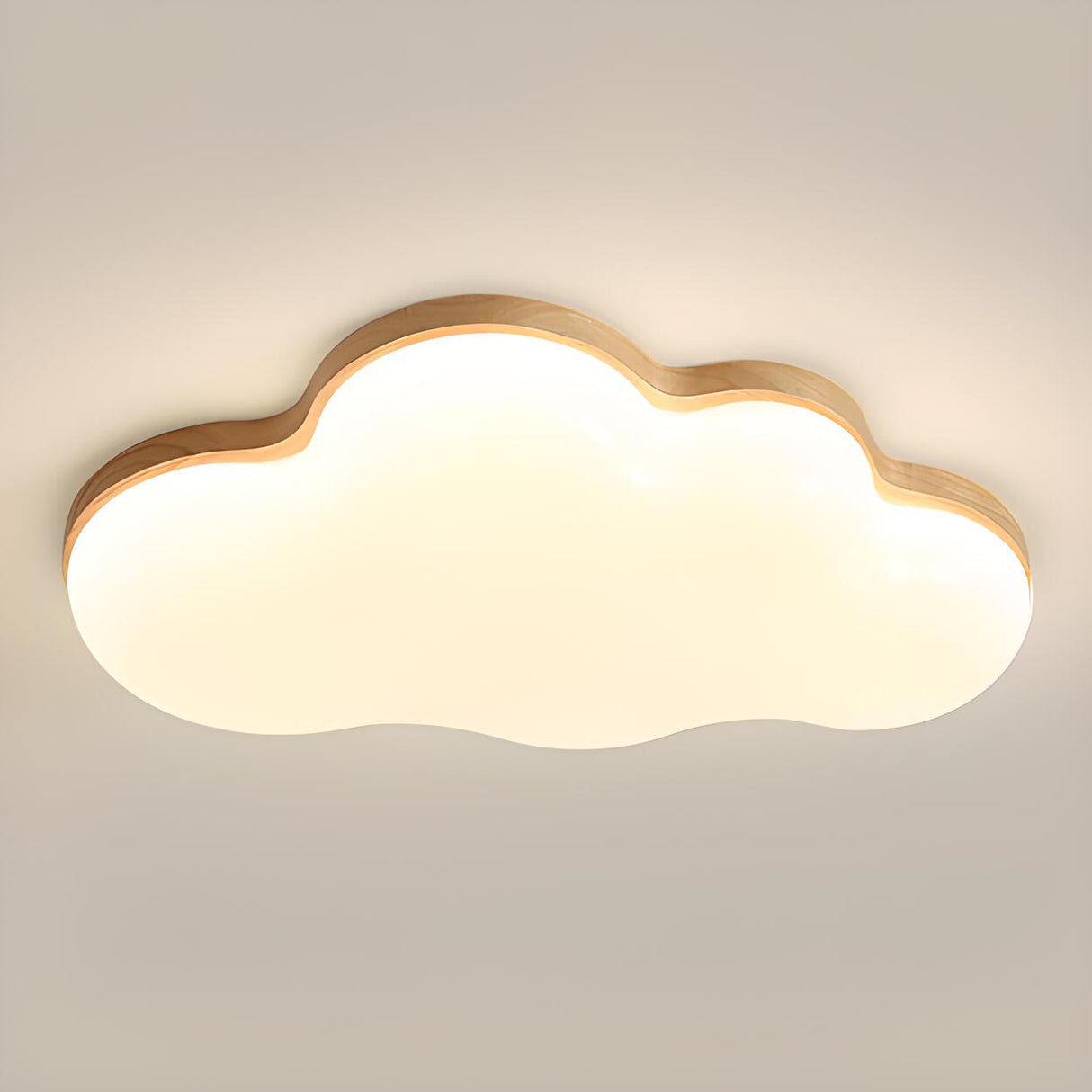 Modern Cloud-Shaped Wood Resin Flush Mount Ceiling Lamp Image - 2