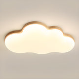 Modern Cloud-Shaped Wood Resin Flush Mount Ceiling Lamp Image - 2