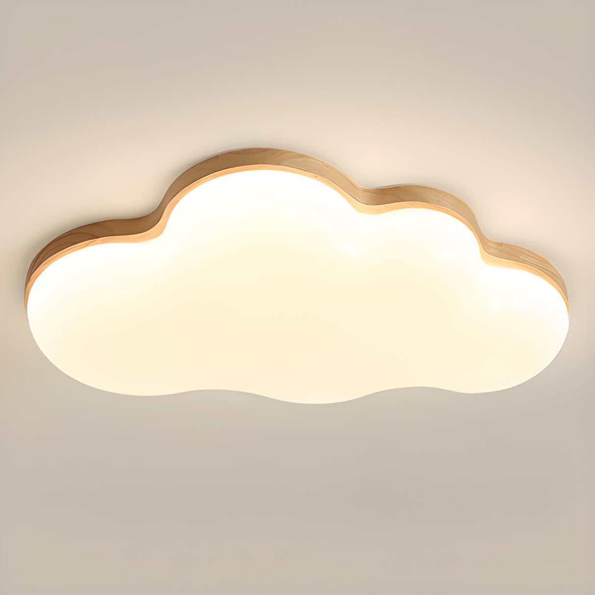 Modern Cloud-Shaped Wood Resin Flush Mount Ceiling Lamp Image - 3