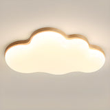 Modern Cloud-Shaped Wood Resin Flush Mount Ceiling Lamp Image - 3