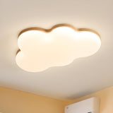 Modern Cloud-Shaped Wood Resin Flush Mount Ceiling Lamp Image - 9