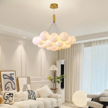 Modern Cluster White Globe Glass Chandelier Image - 1