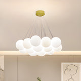 Modern Cluster White Globe Glass Chandelier Image - 12