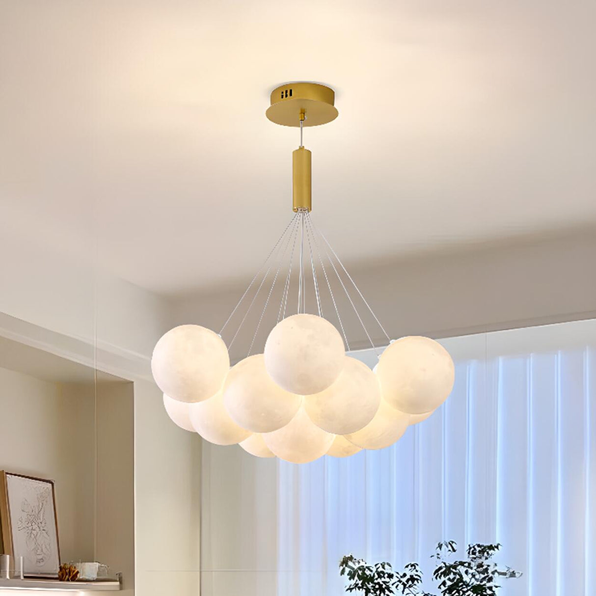 Modern Cluster White Globe Glass Chandelier Image - 16