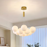 Modern Cluster White Globe Glass Chandelier Image - 16