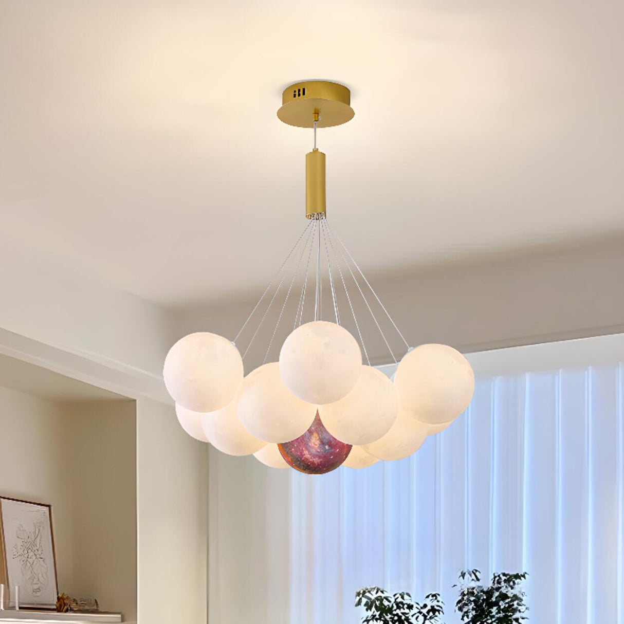 Modern Cluster White Globe Glass Chandelier Image - 19