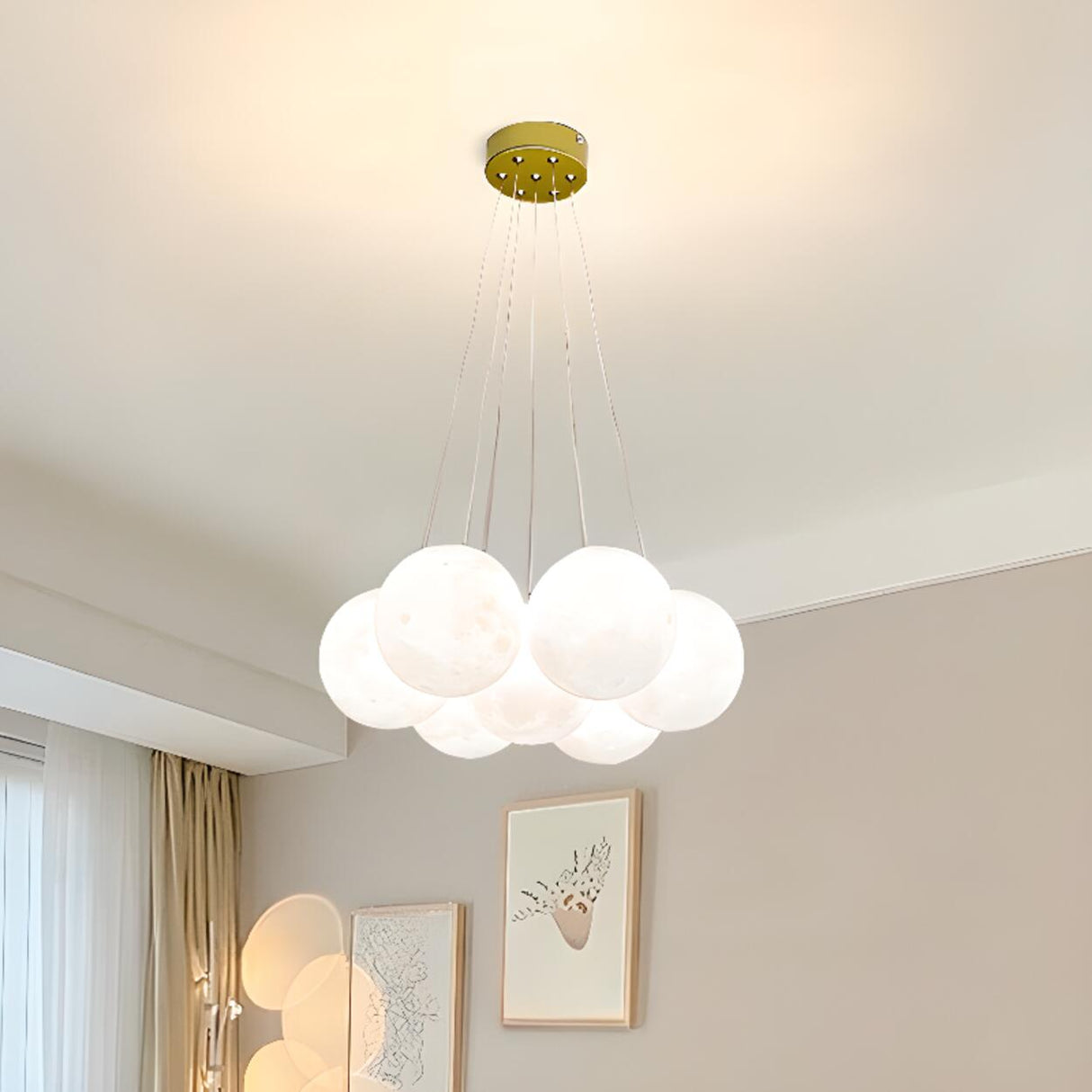 Modern Cluster White Globe Glass Chandelier Image - 21