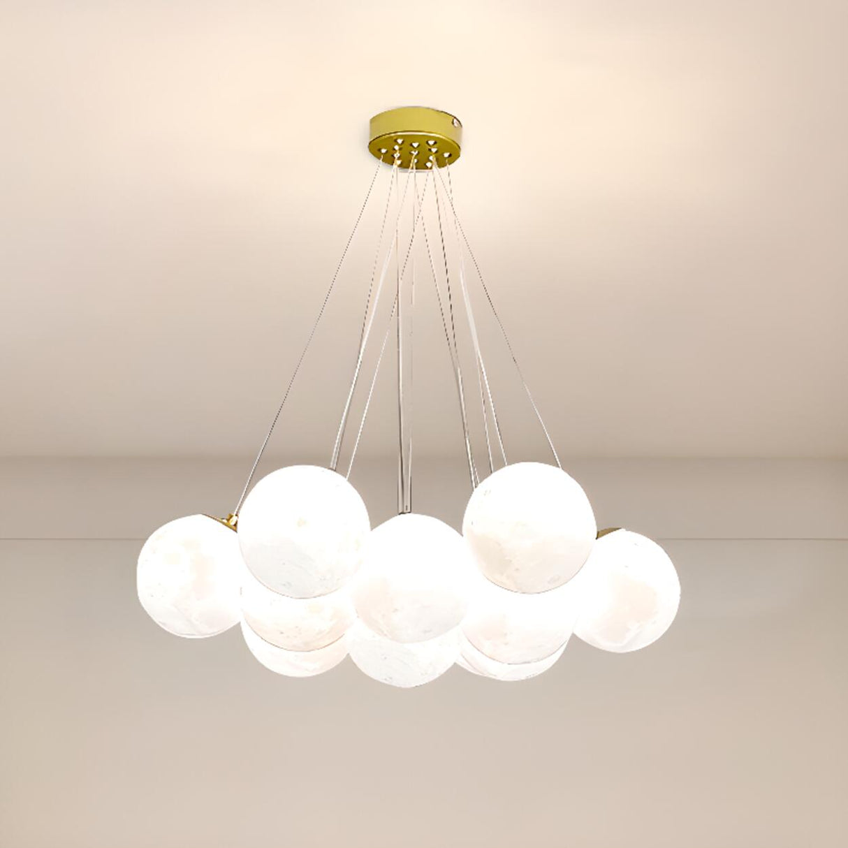 Modern Cluster White Globe Glass Chandelier Image - 22