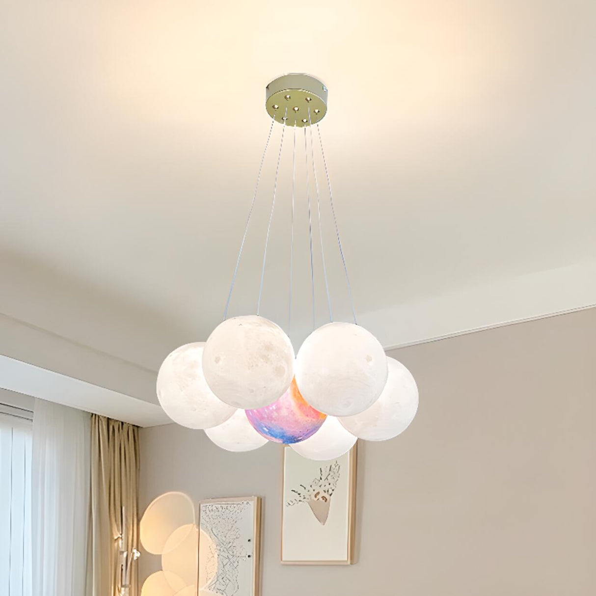 Modern Cluster White Globe Glass Chandelier Image - 24