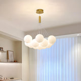 Modern Cluster White Globe Glass Chandelier Image - 3