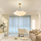 Modern Cluster White Globe Glass Chandelier Image - 4