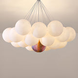 Modern Cluster White Globe Glass Chandelier Image - 9