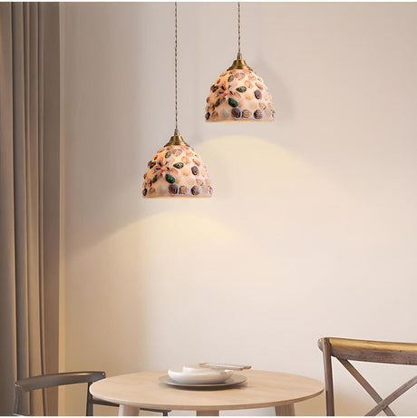 Modern Coastal Shell Pattern Dome Living Room Pendant Light Image - 1