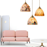 Modern Coastal Shell Pattern Dome Living Room Pendant Light Image - 14