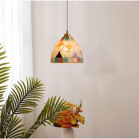 Modern Coastal Shell Pattern Dome Living Room Pendant Light Image - 2