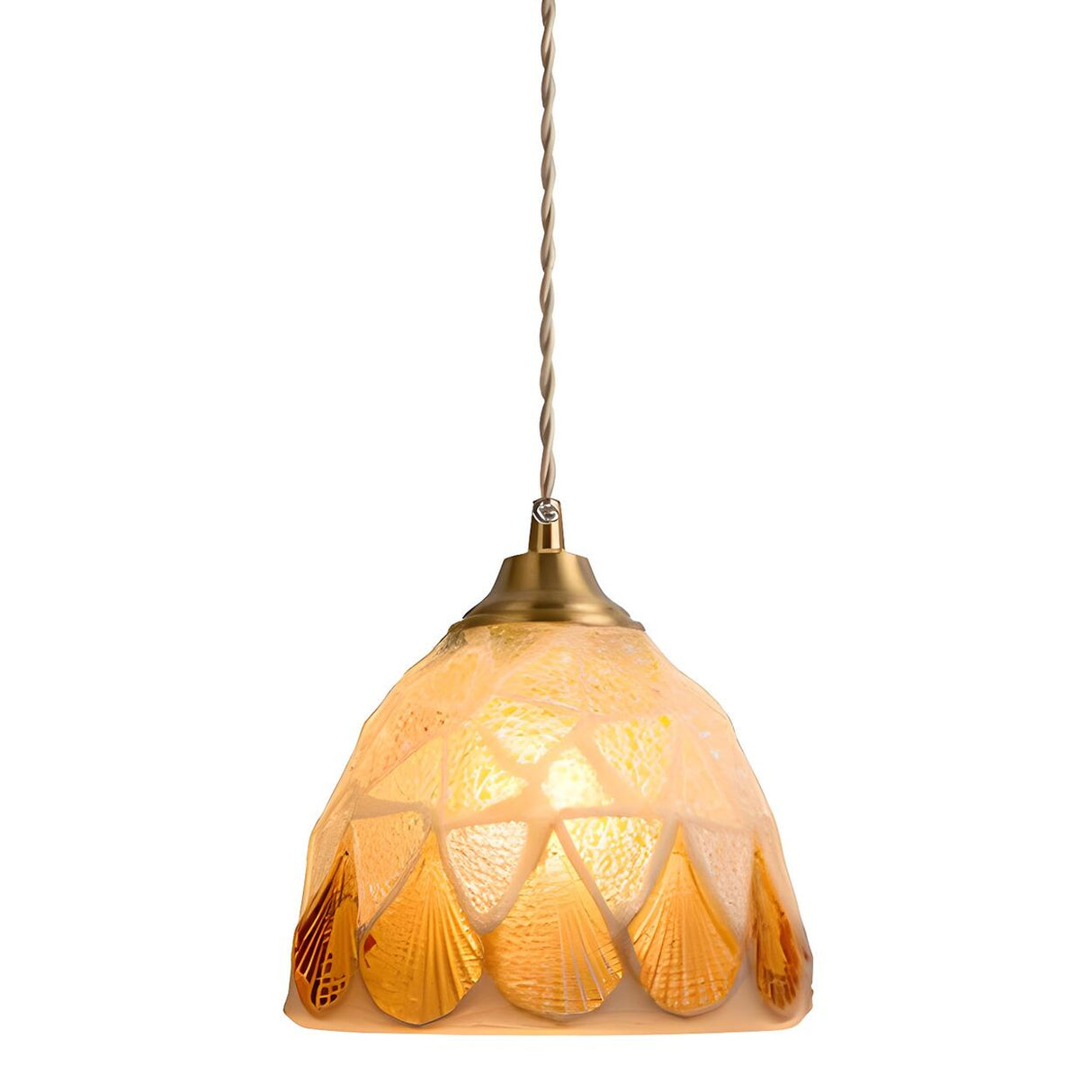 Modern Coastal Shell Pattern Dome Living Room Pendant Light Image - 7