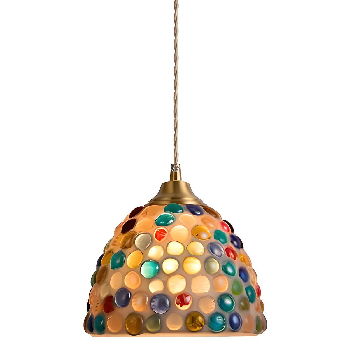 Modern Coastal Shell Pattern Dome Living Room Pendant Light Image - 9