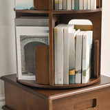 Modern Cocoa Wood Revolver Vertical Sliding Bookcase Image - 10