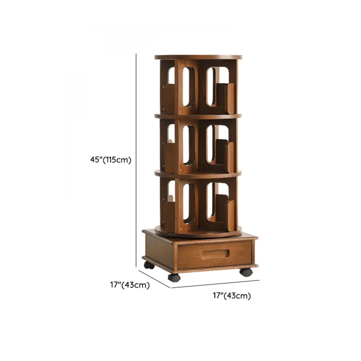 Modern Cocoa Wood Revolver Vertical Sliding Bookcase Image - 15