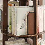 Modern Cocoa Wood Revolver Vertical Sliding Bookcase Image - 4