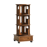 Modern Cocoa Wood Revolver Vertical Sliding Bookcase Image - 5