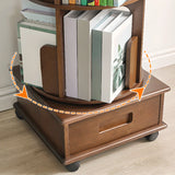 Modern Cocoa Wood Revolver Vertical Sliding Bookcase Image - 6