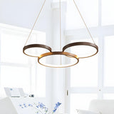 Modern Coffee Circular Acrylic Led Hanging Chandelier Image - 13