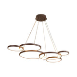 Modern Coffee Circular Acrylic Led Hanging Chandelier Image - 3