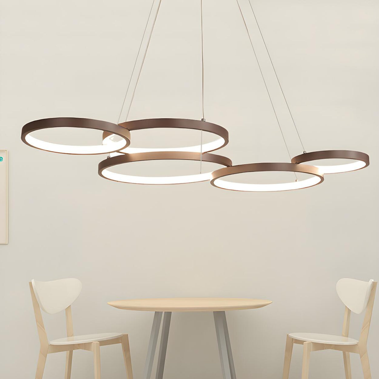 Modern Coffee Circular Acrylic Led Hanging Chandelier Image - 4