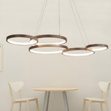 Modern Coffee Circular Acrylic Led Hanging Chandelier Image - 4