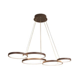 Modern Coffee Circular Acrylic Led Hanging Chandelier Image - 6