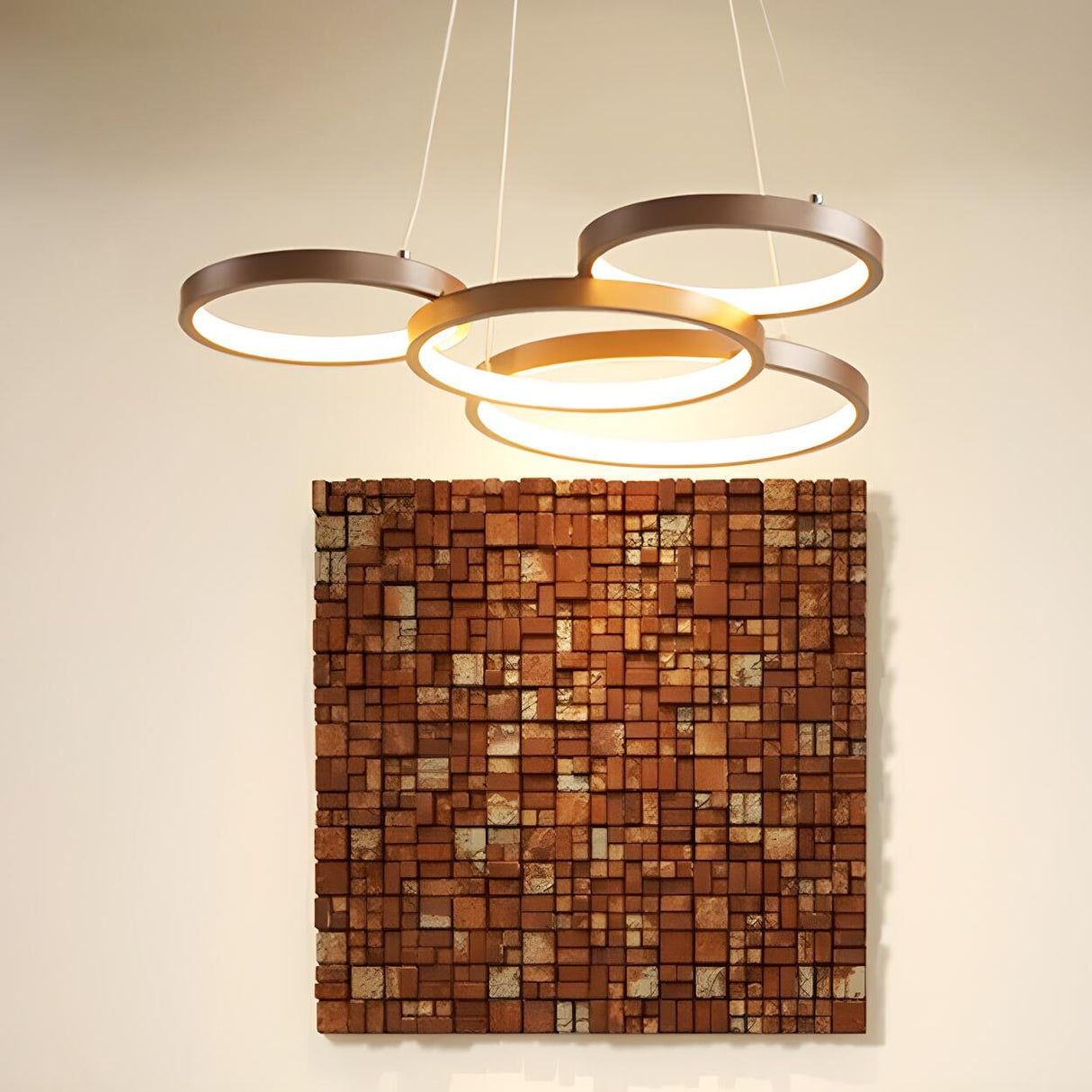 Modern Coffee Circular Acrylic Led Hanging Chandelier Image - 9