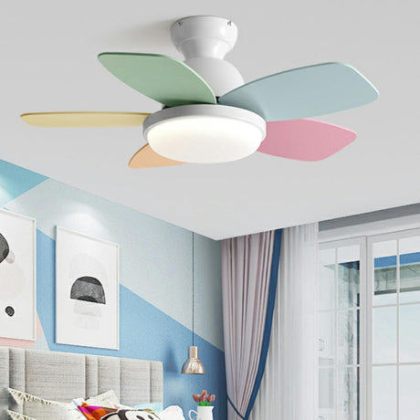 Modern Colorful 5 Wood Blades Ceiling Fan Light Image - 1