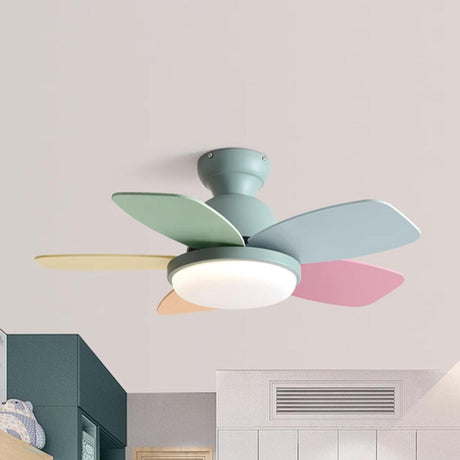 Modern Colorful 5 Wood Blades Ceiling Fan Light Image - 2