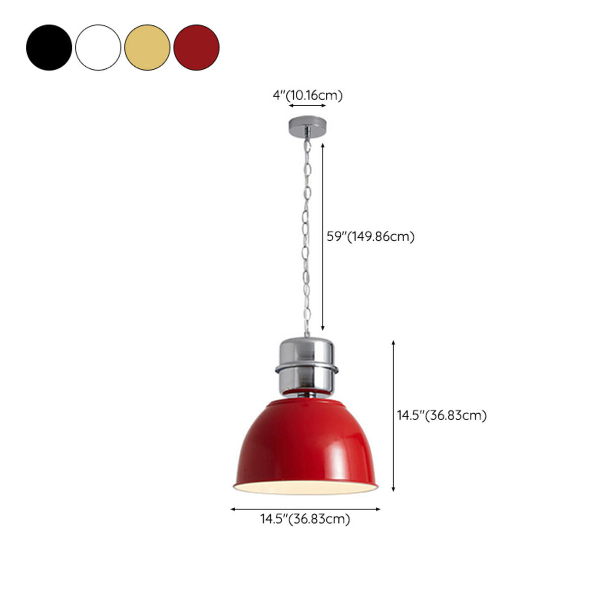 Modern Colorful Alloy Dome Metal Pendant Light 