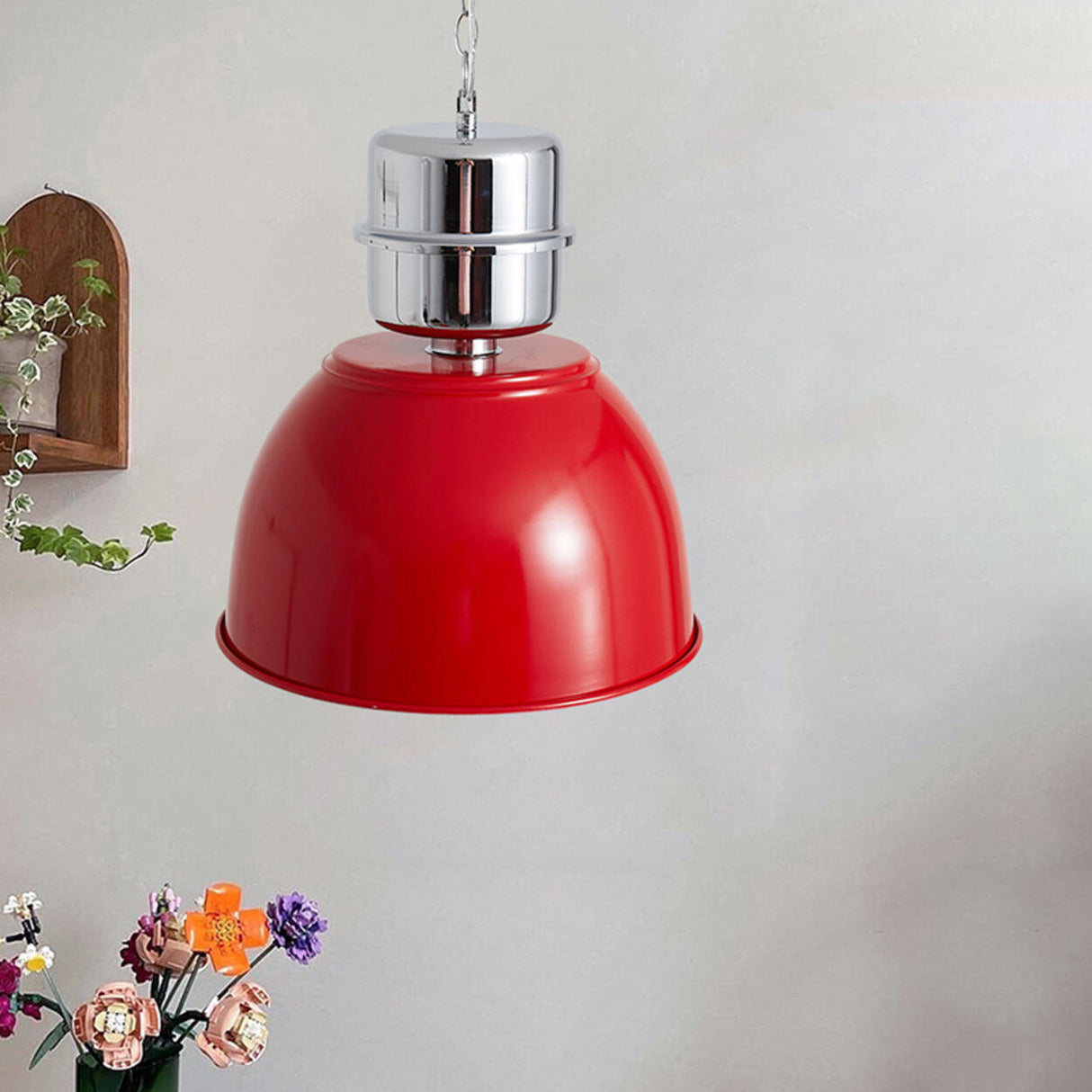 Modern Colorful Alloy Dome Metal Pendant Light Image - 8