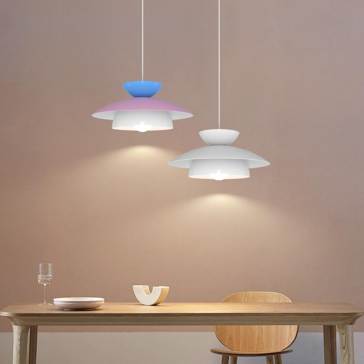 Modern Colorful Cascading Iron Layered Disc Pendant Light Image - 1