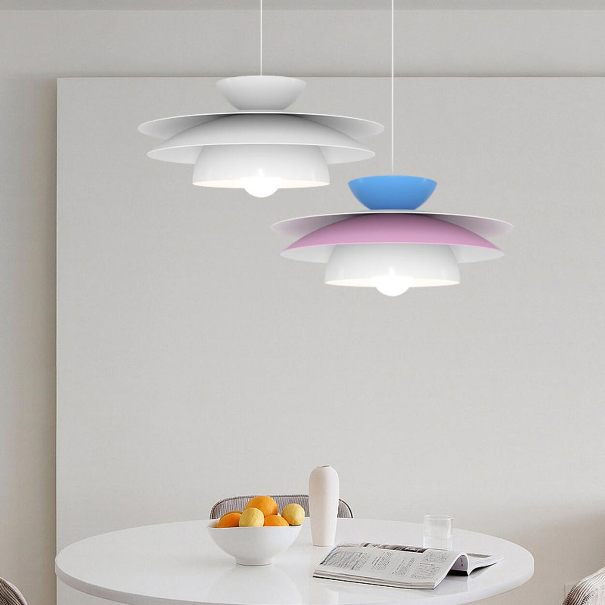 Modern Colorful Cascading Iron Layered Disc Pendant Light Image - 4